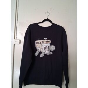 Upper Playground Mens Black Turtle Skull Camper Graphic Sweatshirt Size M